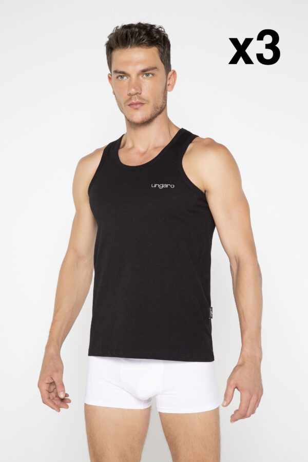 PACK 3 - T-SHIRT SLEEVELESS UNGARO BLACK